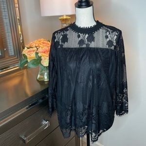 Work Ready! NWT New York and Company Black Lace Shirt Size Small